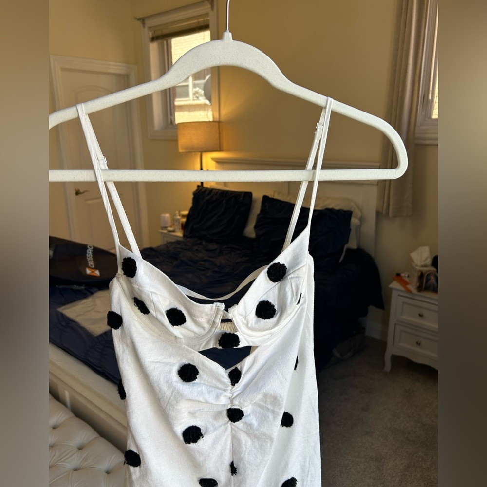 For Love And Lemons White Polka Dot Cutout Mini Dress - Picture 5 of 11